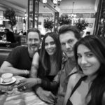 Lesley-Ann Brandt Instagram – Date night with these cuties. Celebrating your wonderful engagement @lenwiseman and @cjfranco 🖤 thank Chef @evanfunke for another delicious meal. Mother Wolf Los Angeles