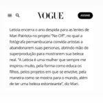 Letícia Spiller Instagram - Um prazer sem tamanho finalizar o ano expandindo os horizontes e ampliando o alcance da minha história como fotógrafa. Há 15 anos que fotografo pessoas anônimas com um intuito de fazê-las entender a potência que possuem e que sim, todos são maravilhosos na sua individualidade. Agora lanço o Projeto “NO OFF - Quem é você atrás das câmeras”? Trazendo personalidades famosas pelo grande público, frequentemente retratadas em produções grandiosas e com uma estética impecável. A proposta central é convidar essas figuras influentes a abandonarem suas personas, buscando capturar o que vai além delas: indivíduos autênticos, com sua própria beleza real. O propósito desse projeto é promover uma jornada de transformação coletiva, permitindo que o público enxergue seus artistas favoritos como pessoas reais, sem retoques, celebrando a autenticidade de ser quem realmente são. Ter a Letícia como a primeira mulher participante desse projeto foi grandioso pra mim. Uma mulher madura, sensível, forte e divertida. Sempre soube que seria incrível nosso encontro. Mas foi um encontro real de duas mulheres com as mesmas questões que passam pelas mesmas situações. E por essa verdade, esse encontro foi além. Quero agradecer ao meu time ( porque ninguém faz nada sozinho ) pelo empenho. Nós acreditamos nitidamente no potencial um do outro desde o primeiro momento e essa confiança é o que faz toda a diferença no resultado de qualquer projeto. Estamos só começando! ✨