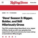 Lil Dicky Instagram - Thank you GQ and Rollingstone for the love. Season 2 of @daveonfxx starts Wednesday night!!! hair - @pavyartist grooming - @goldenssunshyne styling - @johnmarkcreative