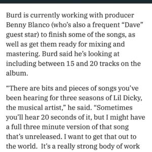 Lil Dicky Instagram - I hear you, I love you, this is only the beginning. Several Lil Dicky projects coming your way. Up first, the DAVE soundtrack.