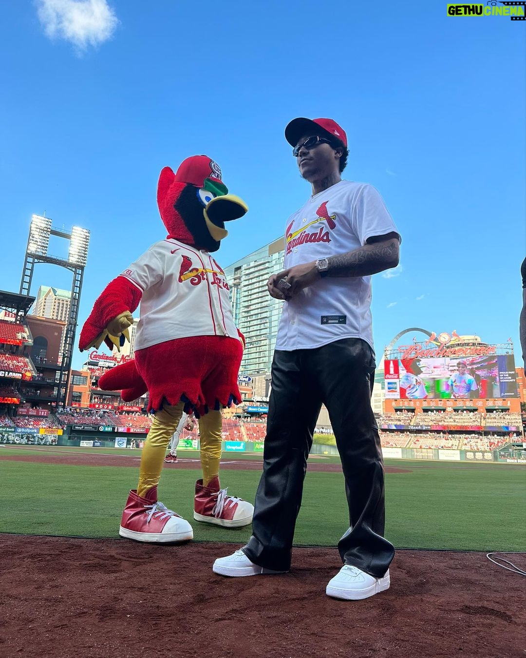 Lil Meech Instagram - This Year We Doing Less Talking More Action…. Thank You To @ira_mira @efleazystl_la And The @cardinals For Allowing Me To Throw The First Pitch Today 😎 A Great Experience