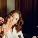Lily James Instagram - Getting ready for the ‘Whats Love Got to Do with it?’ Premiere in London. My friend @pipbourdillon takes a mean photograph. Xx