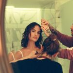 Lily James Instagram - Getting ready for the ‘Whats Love Got to Do with it?’ Premiere in London. My friend @pipbourdillon takes a mean photograph. Xx