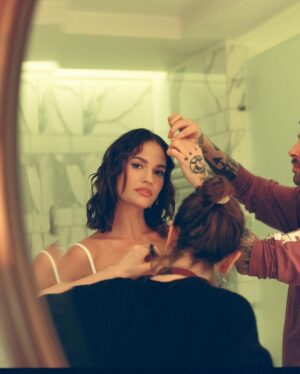 Lily James Instagram - Getting ready for the ‘Whats Love Got to Do with it?’ Premiere in London. My friend @pipbourdillon takes a mean photograph. Xx