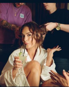 Lily James Instagram - Getting ready for the ‘Whats Love Got to Do with it?’ Premiere in London. My friend @pipbourdillon takes a mean photograph. Xx