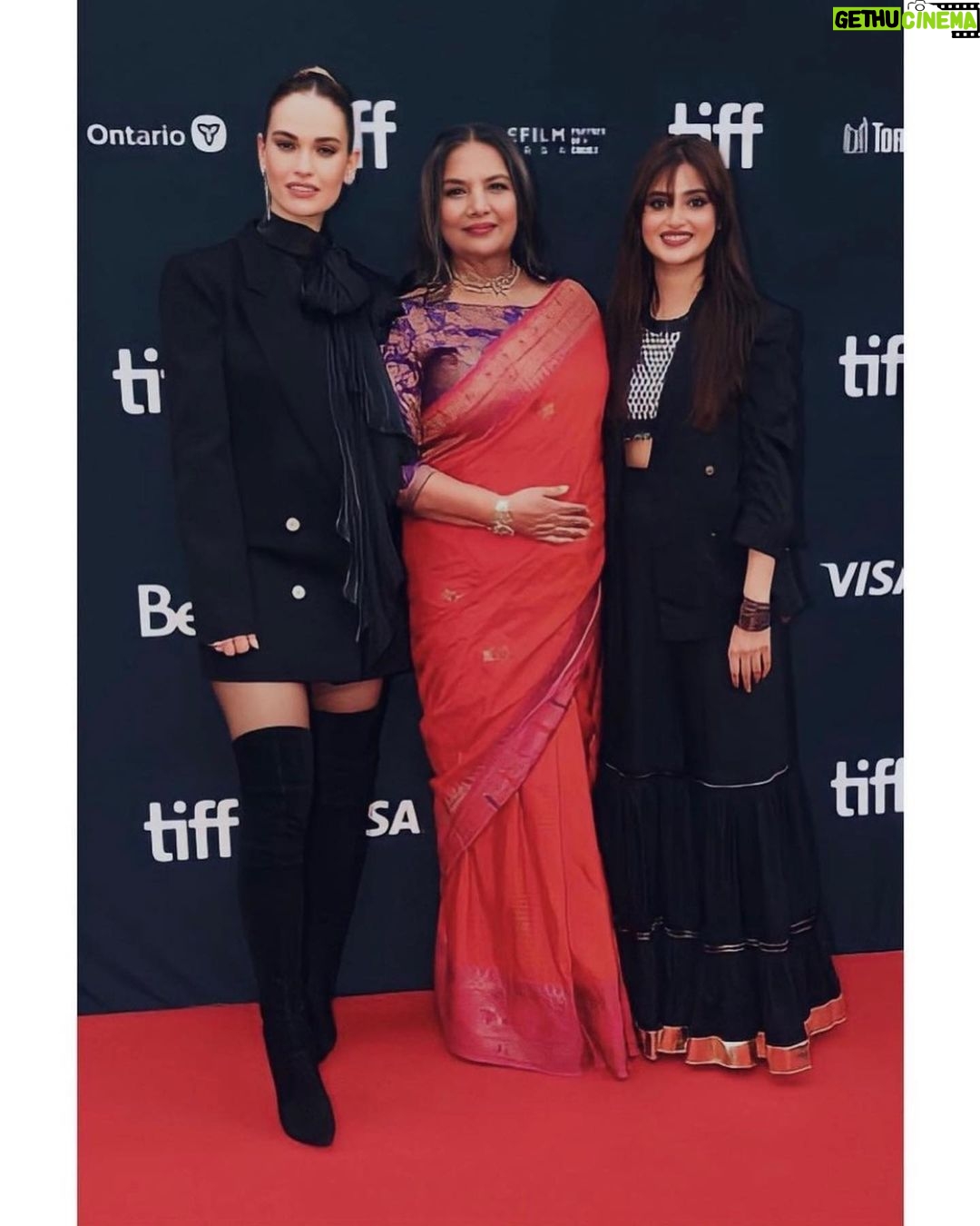 Lily James Instagram - TIFF for ‘What’s love got to do with it?’ @shekharkapur @khanjemima @workingtitlefilms @studiocanaluk ♥️