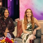 Lindsay Lohan Instagram - So excited to be part of the @kellyclarksonshow Monday! Tune in! Makeup: @kristopherbuckle Hair: @daniellepriano Styling: @marielhaenn #randm @robzangardi Nails: @enamelle Dress: @monsemaison Boots: @santoniofficial