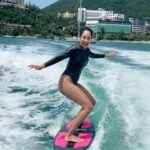 Lisa Haydon Instagram – 🏄‍♀️ riding an endlessss wave…. well almost🤪 #practisemakesprogress