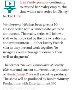 Lisa Vanderpump Instagram - Ahhhh it’s coming ! #VanderpumpVilla @hollywoodreporter