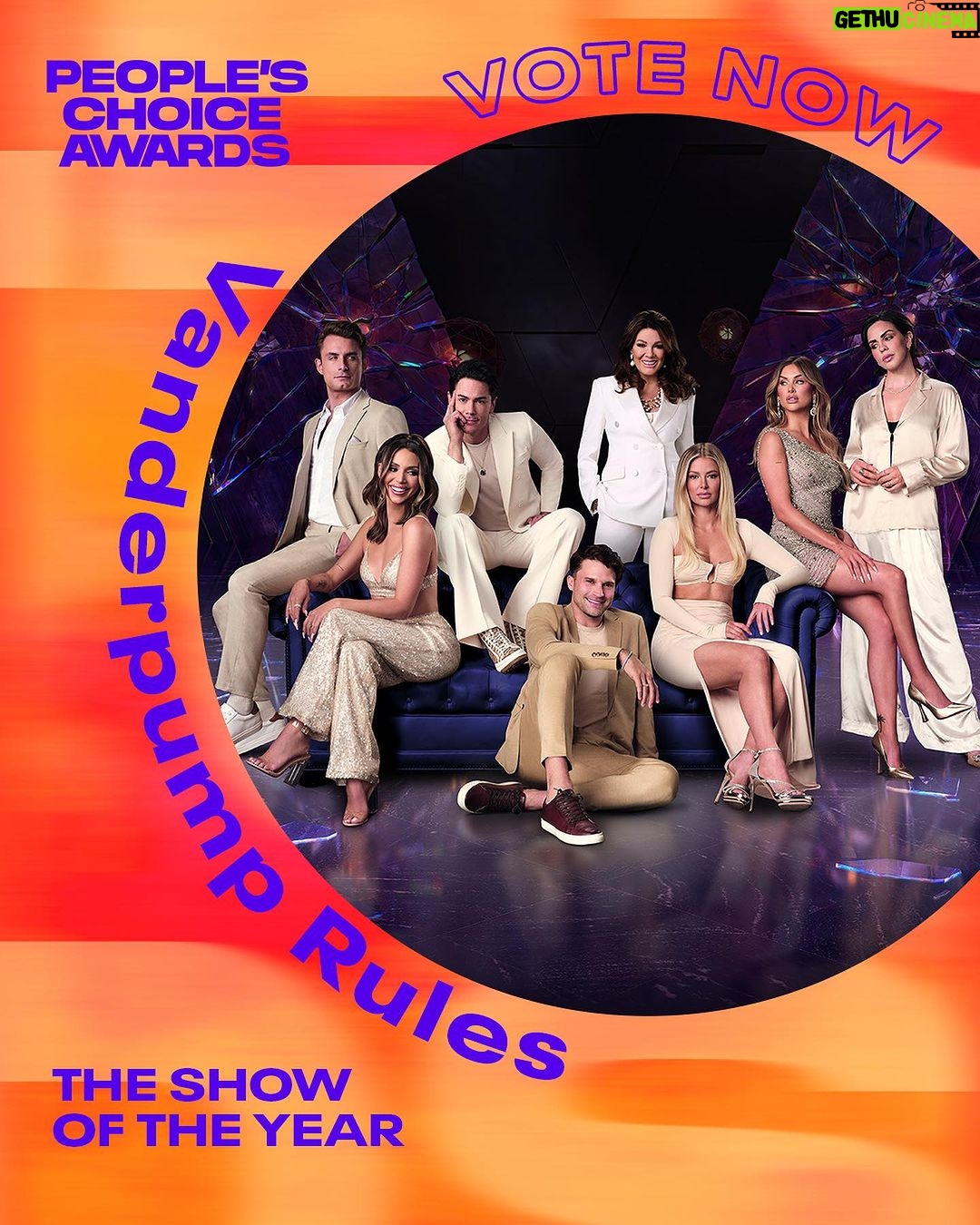 Lisa Vanderpump Instagram - Woohoo!!! #PumpRules has been nominated for The Show of the Year AND The Reality Show of the Year at the People’s Choice Awards! ❤️ Cast your vote using the links in my stories and mark your calendars for February 18th at 8/7C on NBC, Peacock & E! #PCAs