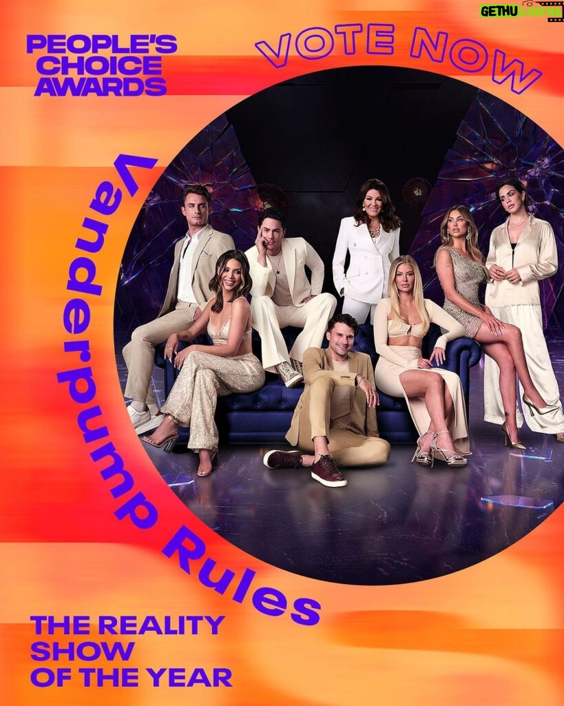 Lisa Vanderpump Instagram - Woohoo!!! #PumpRules has been nominated for The Show of the Year AND The Reality Show of the Year at the People’s Choice Awards!  ❤ Cast your vote using the links in my stories and mark your calendars for February 18th at 8/7C on NBC, Peacock & E! #PCAs
