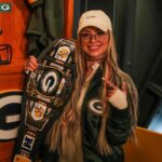 Liv Morgan Instagram - @wwe Superstar @yaonlylivvonce is here! Liv Morgan took a tour of @lambeaufield & surprised @showtyme_33 with a #Packers WWE Legacy Title Belt. 🏆 #GoPackGo Lambeau Field