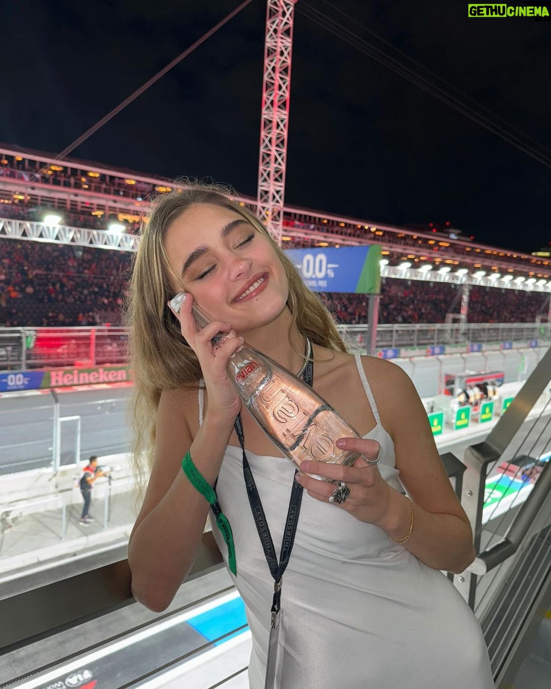 Lizzy Greene Instagram - #GiftedByEvian Hydrating with @evianwater in the Paddock Club at @f1 Las Vegas🏎️ Starting off race week right! #f1 #LasVegasGP #ad