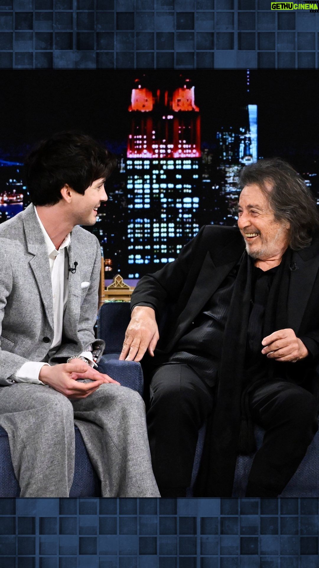 Logan Lerman Instagram - @loganlerman on working with Al Pacino in @huntersonprime: “To be able to spend so much time with you has been one of the greatest joys, experiences, everything in my life.” #FallonTonight The Tonight Show Starring Jimmy Fallon