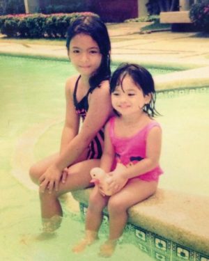 Lovi Poe Instagram - Near, far, wherever you are…(kinanta mo noh?) I’ve seen you grow so much through the years, but you’ll always be my little sestra-pastry-chef! Side by side like always in all ways. ♥️ Happy Birthday @chefyeliee! 

P.S. Look how cute we are in are swimmies. See you soon 😘