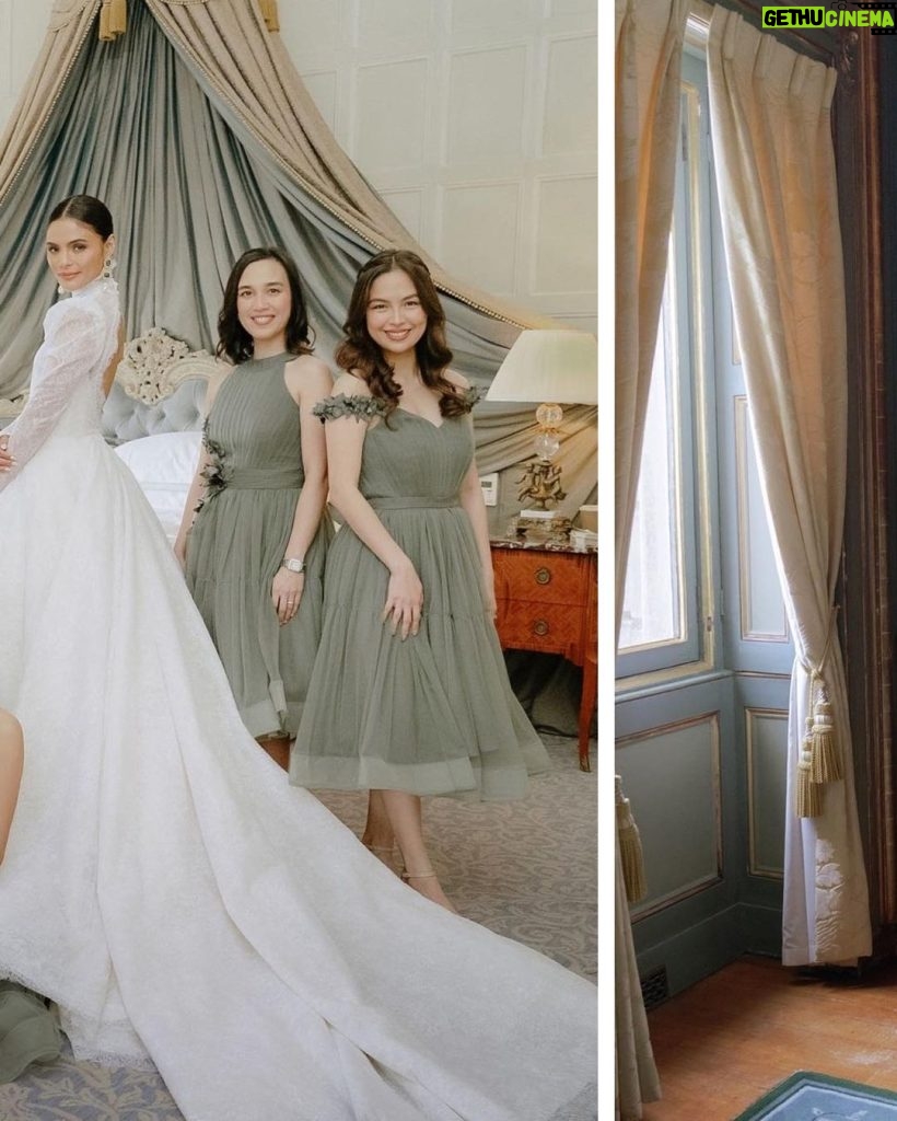 Lovi Poe Instagram - Cue in the tears, laughter and more champagne with this bride tribe. ♥️ Beyond grateful to all my bridesmaids for the walk down memory lane, for giving me moments of stillness and sharing stories that will make my tummy ache. 🥂 Love this sisterhood who are all extra beautiful and ethereal in moss green dresses by @chynnamamawal Cliveden House