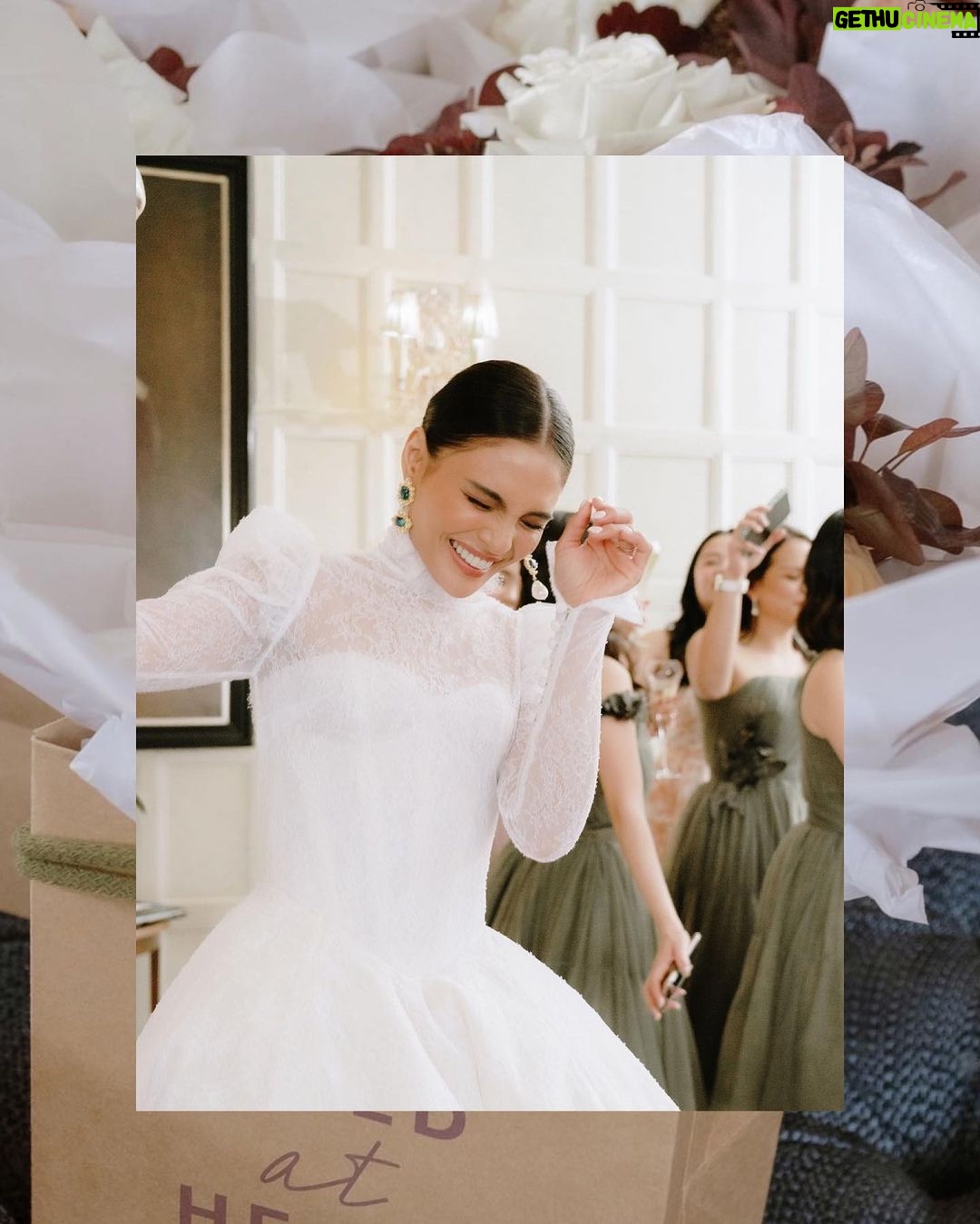 Lovi Poe Instagram - Cue in the tears, laughter and more champagne with this bride tribe. ♥️ Beyond grateful to all my bridesmaids for the walk down memory lane, for giving me moments of stillness and sharing stories that will make my tummy ache. 🥂 Love this sisterhood who are all extra beautiful and ethereal in moss green dresses by @chynnamamawal Cliveden House