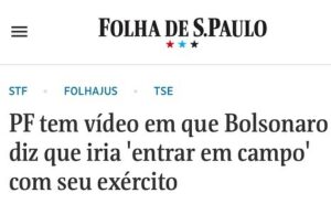 Luís Ernesto Lacombe Instagram - A canalhice de um jornal… Manchete da Folha/Uol: “PF tem vídeo em que Bolsonaro diz que iria ‘entrar em campo com seu exército’”. E a transcrição do que diz Bolsonaro no tal vídeo: “EU VOU ENTRAR EM CAMPO USANDO O MEU EXÉRCITO, MEUS 23 MINISTROS”.
