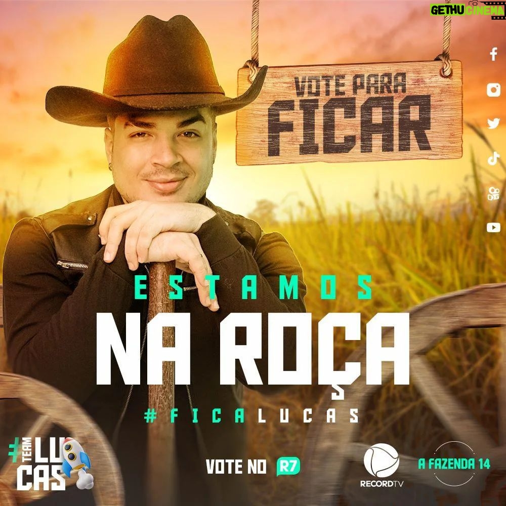 Lucas Santos Instagram - ⚠️ESTAMOS NA ROÇA!⚠️ É foguetinhos... O Lucas está na roça e precisamos dar tudo de nós nessa votação para ele continuar na A Fazenda 14. Durante essas 24hrs estaremos focados nos mutirões! Participem, e votem MUITO no R7. #FicaLucas 🚀