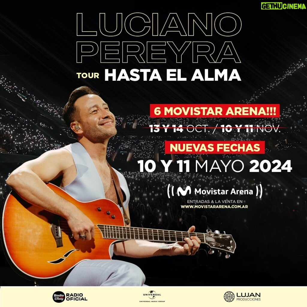 Luciano Pereyra Instagram - Felicidad es saber que en mayo nos vamos a volver a encontrar y a cantar en el @movistararenaar !!!!! ❤️❤️❤️ Sumamos 2 nuevas citas!!!!!!!🎉🎉🎉 Ahi nos vemos!!!! #HastaElAlmaTour 🎫 bit.ly/LPMovistarArena Movistar Arena Argentina