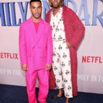 Lucien Laviscount Instagram - @emilyinparis Premiere Night In NYC 🇺🇸 @maisonvalentino 💕 The Paris Theater