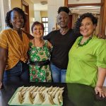 Lupita Nyong'o Instagram - Some moments at home in Nairobi to remember: 1. Home for me is family time. Shout-out to my Aunty Nyagoy for attempting to teach me how to make ugali, stewed fish and sukuma wiki, like my grandma's. And shout-out to the rest of the fam for eating it without complaint! 2. Freshly deep fried cassava crisps on the side of the road were an after-school delight for me growing up. Add a dash of salt, chilli and some lime - YUM! 3. Drinks at Beit e Selam restaurant with female tech entrepreneurs who are thriving in Nairobi! Meet them (left to right): Natalie and Samantha Mwedekeli (third from left) founders of Mama Rocks. Burgers aren't native to Kenya, but the flavor profiles they've created are homegrown for sure! Between them you’ll find my friend Sharon Olago, founder of Lishe Living, which helps shape healthy lifestyles. To my left is Nonnie Wanjihia Burbidge, an investment professional and founder of Try Cooked. And last, my cousin, Isis Nyong'o. Isis is a thought leader in the tech and media space and a Senior Advisor at ASG. These women rock! 4. The reason I am an actor is because of this fabulous woman to my right. My Aunty Amondi started me off performing in front of my family when I was 5 years old. She was my number one hype woman and still is. (Shout-out to my cousin Wema in the background. Love a family picnic!) 5. I found Chef Beni Rumasha on Twitter. He cooked me some scrumptious meals that tasted both familiar and new. His oxtail is not to be played with, and his gluten free chapatis were a hit with all! 6. I found Angela seated here de-kerneling a harvest of my grandmother's corn. She moved so swiftly, the corn seemed to glide off the cob. I had to try it, so I sat down to learn and help her… 7. My cousin Anam Bloch is a resourceful, dynamic and gifted young man. He is a talented music producer, determined not to be boxed into any genre. He also introduced me to the concept of aquaponic farming! He embodies the hustle of this vibrant city. 8. Aleya and Narmin Kassam gave us a chance to cook samosas for their business Wau Eats. I loved seeing how they adapted this Indian cuisine to embrace native ingredients and flavors.