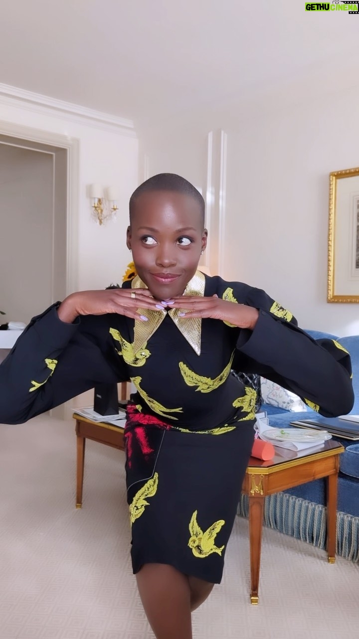 Lupita Nyong'o Instagram - Paris Looks π»β‘οΈπβ‘οΈποΈ Purple was my favorite color when I was a kid, so wearing it head-to-toe transported me to those precious times when all we had to do was play every day and go to bed on time! Left Paris feeling inspired to keep finding playfulness in fashion. Cβest la vie! π«π Credits: @debeersofficial, @chanelofficial, @miumiu Glam: @nickbarose, @micaela, @hanaegoumri