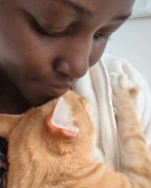 Lupita Nyong'o Instagram - Introducing my new companion, Yoyo!
I have historically been afraid of cats, but when my life was altered instantly recently, a little voice whispered to me that it was time to embrace change and new possibilities. So, a dear friend (shoutout Palmer Hefferan!) held my hand through the process and took me to visit my first animal shelters. I fostered Yoyo from Best Friends Adoption Center, and 3 days into it, I knew I could not give him up.
What I have learned about him already:
•  He LOVES company
•  He LOVES his food
•  He is extremely careful and rarely drops things
•  He is very picky about his wand toys
•  He only drinks running water
•  The bugs in the house don’t stand a chance
•  He can’t be trusted around supplements!
I never understood people whose phones were full of photos and videos of their pets - now I am one of those people! It may look like I saved Yoyo, but really, Yoyo is saving me. #YOYOYYO #Caturday 

And shoutout to the fantastic staff at @bestfriendsanimalsociety for being so warm, helpful and patient with me!