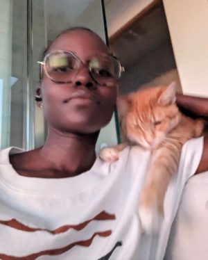 Lupita Nyong'o Instagram - Introducing my new companion, Yoyo!
I have historically been afraid of cats, but when my life was altered instantly recently, a little voice whispered to me that it was time to embrace change and new possibilities. So, a dear friend (shoutout Palmer Hefferan!) held my hand through the process and took me to visit my first animal shelters. I fostered Yoyo from Best Friends Adoption Center, and 3 days into it, I knew I could not give him up.
What I have learned about him already:
•  He LOVES company
•  He LOVES his food
•  He is extremely careful and rarely drops things
•  He is very picky about his wand toys
•  He only drinks running water
•  The bugs in the house don’t stand a chance
•  He can’t be trusted around supplements!
I never understood people whose phones were full of photos and videos of their pets - now I am one of those people! It may look like I saved Yoyo, but really, Yoyo is saving me. #YOYOYYO #Caturday 

And shoutout to the fantastic staff at @bestfriendsanimalsociety for being so warm, helpful and patient with me!