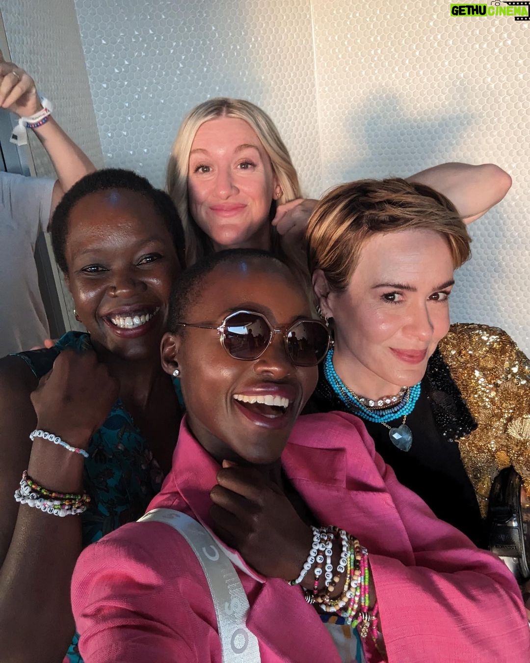 Lupita Nyong'o Instagram - Best time discovering my Eras era with my sister Fiona, @mssarahcatharinepaulson and her sister Rachel ππππ! Earrings bejeweled by @debeersofficial and friendship bracelets by meβ¦ and some of you!! Thanks to all the Swifties for your suggestions β trading bracelets was super sweet π¬