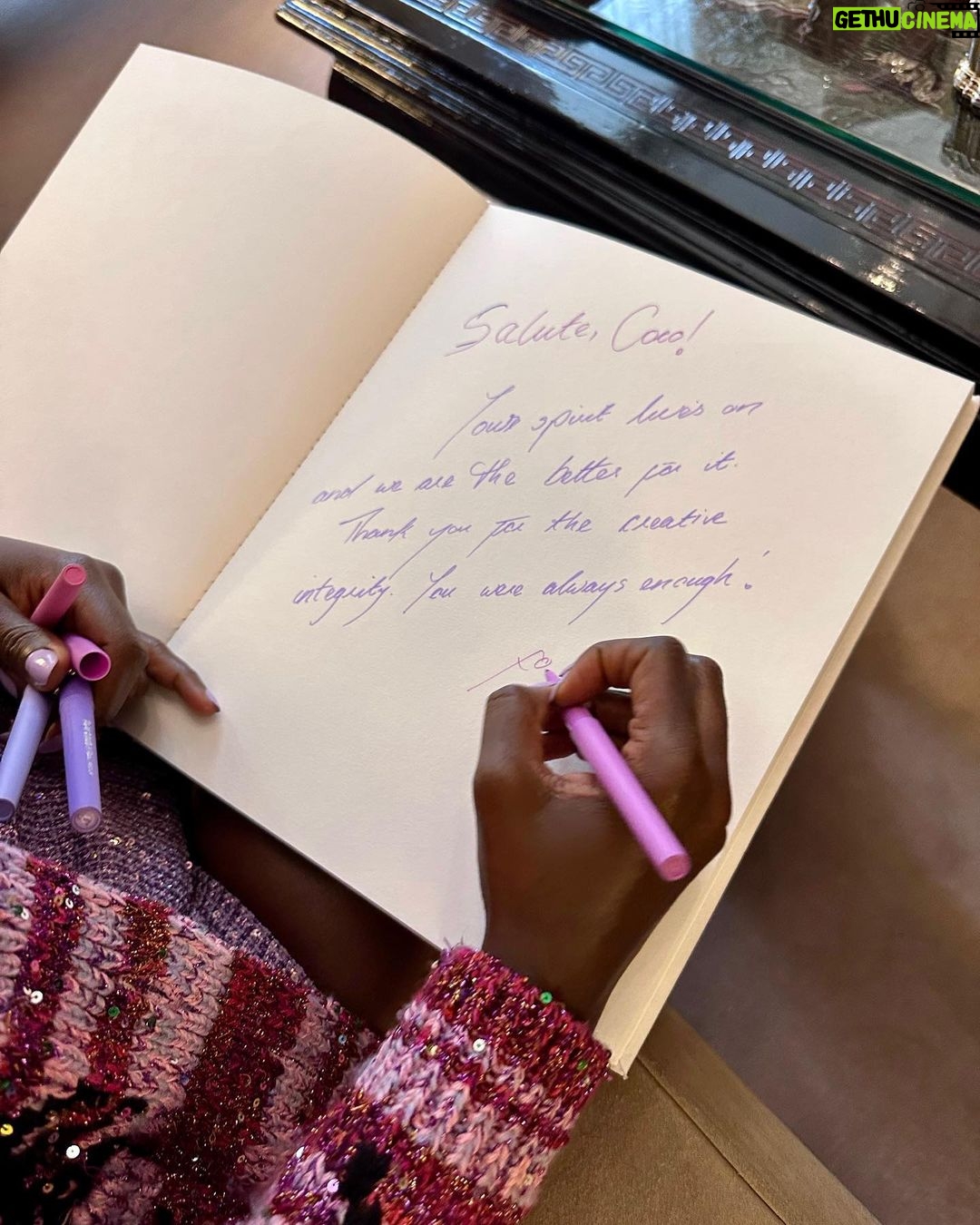 Lupita Nyong'o Instagram - Donβt forget to stop and breathe in the moment! ππ Pressing pause and taking in these magnifique moments from my trip to Paris. Merci @debeersofficial and @chanelofficial for a wonderful week. 1. Chanel show with iconic Parisian view. (They painted the cobblestones to match my outfit!) 2. Summer in Paris is verdant 3. Gooooood Foooooooooood π€€ 4. Reunion with @rashidajones & @Selema 5. Love in Coco Chanel's apartment π±πποΈπ©πΏβπ€βπ¨πΏ 6. My message for Coco Chanel π 7. Dreams of holding court like Coco on the iconic staircase 8. And a cheeky make-up moment!