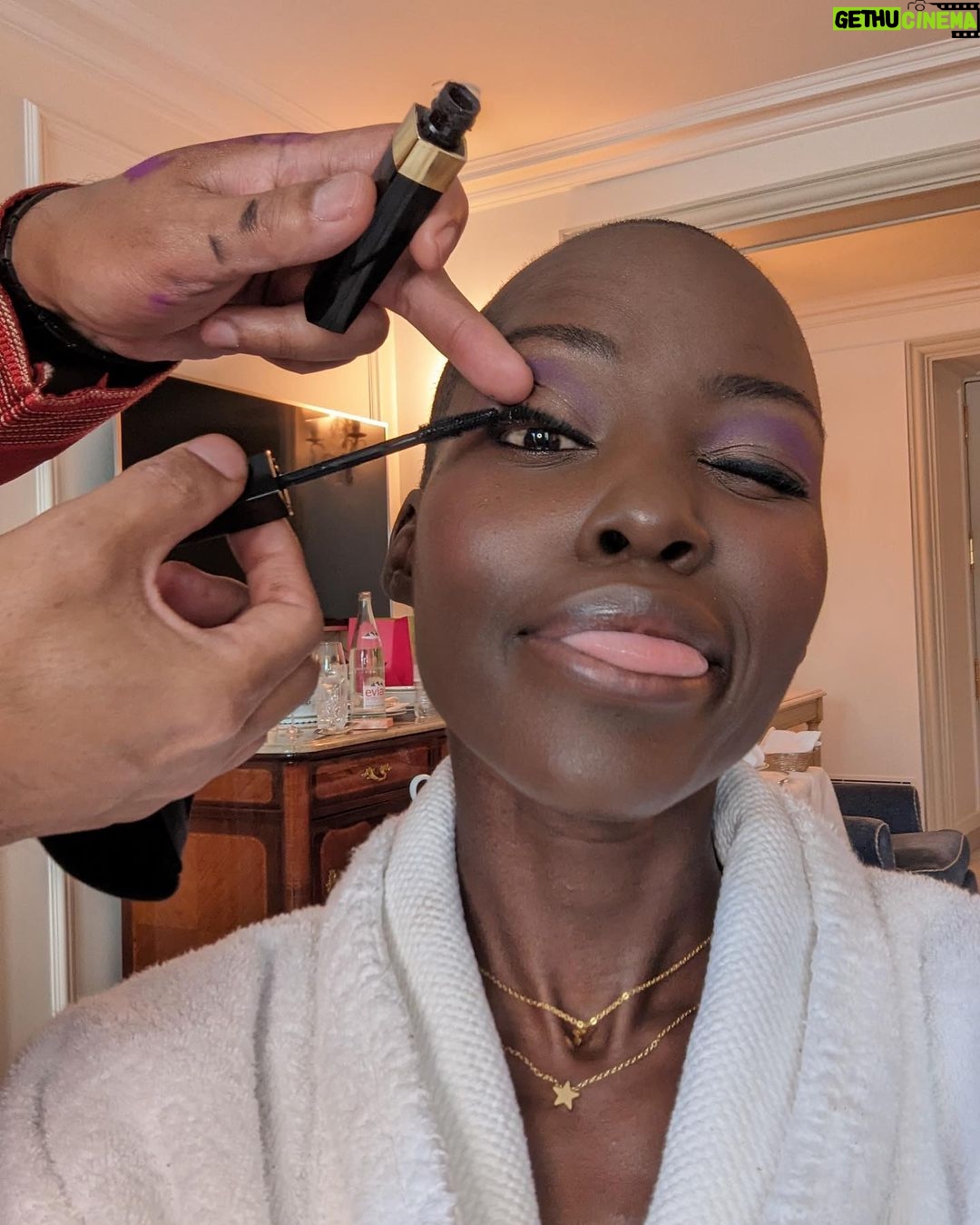 Lupita Nyong'o Instagram - Donβt forget to stop and breathe in the moment! ππ Pressing pause and taking in these magnifique moments from my trip to Paris. Merci @debeersofficial and @chanelofficial for a wonderful week. 1. Chanel show with iconic Parisian view. (They painted the cobblestones to match my outfit!) 2. Summer in Paris is verdant 3. Gooooood Foooooooooood π€€ 4. Reunion with @rashidajones & @Selema 5. Love in Coco Chanel's apartment π±πποΈπ©πΏβπ€βπ¨πΏ 6. My message for Coco Chanel π 7. Dreams of holding court like Coco on the iconic staircase 8. And a cheeky make-up moment!