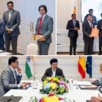 M. K. Stalin Instagram - #Spain trip's momentum continues! Productive meetings with Hapag-Lloyd's MD Mr. Jesper Kanstrup and Director Mr. Albert Lorente resulted in a significant ₹2,500 Cr investment in southern TN. Excited to announce an MoU for cargo terminals and industrial parks, focusing mainly on #Thoothukudi and other parts of Tamil Nadu. Engaged in talks on road infrastructure with #Abertis' International and Institutional Relations Head, Lauro Berjano. Invited them to boost investments in developing Tamil Nadu's road infrastructure. The journey of investments in Tamil Nadu marches on! #InvestInTN #ThriveInTN @trbrajaa @guidancetamilnaduofficial