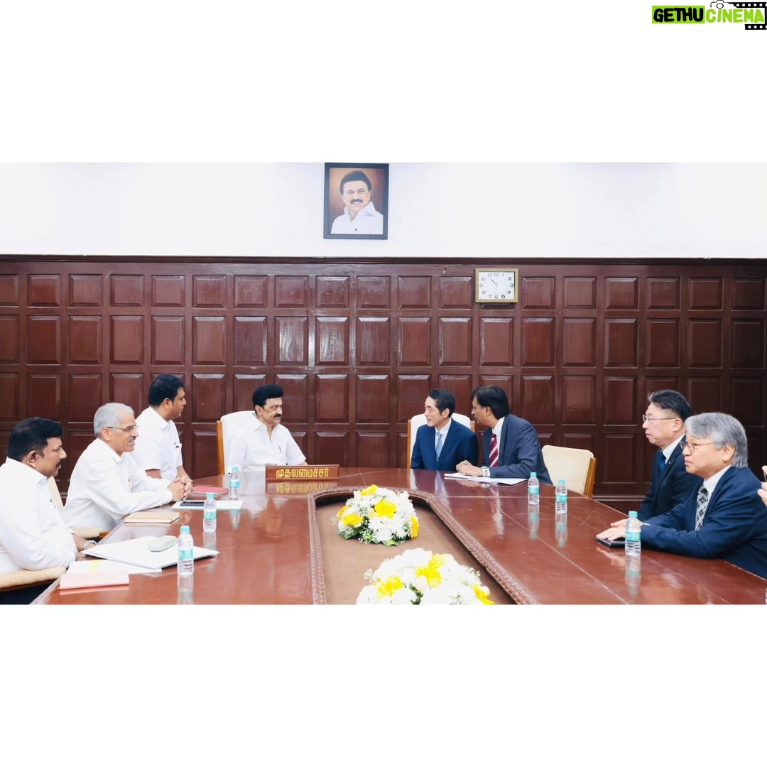 M. K. Stalin Instagram - I am thrilled to see concrete results stemming from my visit to Japan in May 2023. Today, I had the pleasure of welcoming the Governor of Ehime Prefecture, Mr. Tokihiro Nakamura. The Governor led a delegation of 67 business representatives from Ehime. A significant Memorandum of Understanding (#MoU) was formalized between @guidancetamilnaduofficial and Ehime Prefecture, opening new avenues for collaboration and economic growth. @TRBRajaa @embassy_of_japan_in_india