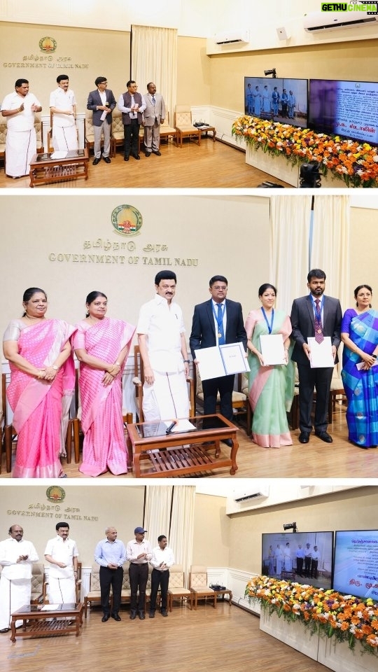 M. K. Stalin Instagram - இந்தத் தொகுப்பில், பெண் குழந்தைகளின் பாலின விகிதத்தை உயர்த்துவதில் சிறப்பாகச் செயல்பட்ட மாவட்ட ஆட்சியர்களுக்குப் பதக்கங்கள். நகராட்சி நிருவாகம் மற்றும் குடிநீர் வழங்கல் துறை மற்றும் MSME துறை சார்பில் தூய்மைப் பணியாளர்களைத் தொழில்முனைவோராக உயர்த்தக் கடனுதவித் திட்டம். நெடுஞ்சாலைத் துறை சார்பில் முடிவுற்ற சாலைகள், பாலப் பணிகளைத் திறந்து வைத்து, இளநிலை வரைதொழில் அலுவலர்களுக்குப் பணிநியமன ஆணைகள்! மீன்வளம் மற்றும் மீனவர் நலத்துறை சார்பில் மீன் இறங்குதளங்கள், விதைப்பண்ணைகள், தமிழ்நாடு டாக்டர் ஜெ. ஜெயலலிதா மீன்வளப் பல்கலைக்கழகக் கட்டடங்கள். @k.n.nehru @e.v.velu @thamoanbarasan @geethajeevanthoothukudi #AnithaRadhakrishnan