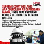 M. K. Stalin Instagram - The Hon'ble Supreme Court's ruling in the #ChandigarhMayorPolls is a beacon of justice and the rule of law. By invoking rarest power under Article 142, the Court has not only upheld fairness but also decisively set aside the electoral malpractice engineered by the Presiding officer. This triumph for integrity and democratic principles sends a resounding message of Indian Democracy and a warning to the manipulative tactics of the BJP, ahead of General Elections 2024.