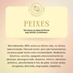 Márcia Fernandes Instagram - ♓ Sol entrou em Peixes hoje, 19/02, às 01h14min ♓ 👉 Décimo segundo signo do Zodíaco: rege a casa do subconsciente e carma. 👉 Elemento: Água. 👉 Planeta: Netuno. 👉 Cor: azul e branco. 👉 Pedras: Água Marinha e Pérola. 👉 Metal: prata. 👉 Flor: rosa branca. 👉 Erva: alfazema. 👉 Dias da semana: segunda-feira e sábado. No amor: É um dos signos mais românticos, não gosta de cobranças, por isso demora muito a se estabilizar na vida afetiva. Pegajoso, dependente e leal. Busca parceiros que têm dinheiro, mas antes disso, afinidade espiritual. É o signo que menos casa. No trabalho: São lerdos, sem muito foco e acabam perdendo muito tempo. São distraídos, perdem detalhes importantes ou não acabam priorizando o que é urgência. Preferem trabalhar em grupo e fazer o lado social ou administrativo. Não gostam de burocracia, acabam se dando melhor nos trabalhos que possam envolver arte e espiritualidade (Reikiano, Psicólogo, Psiquiatra etc). Eles gostam de ajudar as pessoas. No dinheiro: Não são econômicos, gastam e não se preocupam em guardar, pois não são apegados ao dinheiro, vivem com pouco e são felizes. Não são dados ao luxo e ostentação. Apesar de ser interesseiro (“não dá ponto sem nó!”), eles dividem tudo o que tem. São humanitários e pessoas do bem! Na família: É um signo muito ligado a família e seu lar é seu porto seguro. Busca sempre estar rodeado e não gosta de solidão, embora seja um pouco melancólico. A Criança de: A criança de Peixes é tímida e gosta de brincadeiras com água. Muito suscetível energeticamente, capta as oscilações negativas ao redor e por isso, tende a ter baixa vitalidade. Nas amizades: São muito fieis e excelentes ouvintes. Gostam de passar horas ao lado dos amigos e não tem noção de tempo. Se precisar deles a qualquer hora estarão disponíveis. Nos estudos: Têm um pouco de preguiça e gostam de resumir ou cortar caminho. Não retém muito na memória e são desconcentrados, pois sonham demais e a mente é avoada. Na saúde: São propensos a problemas nos pés e a intoxicações.
