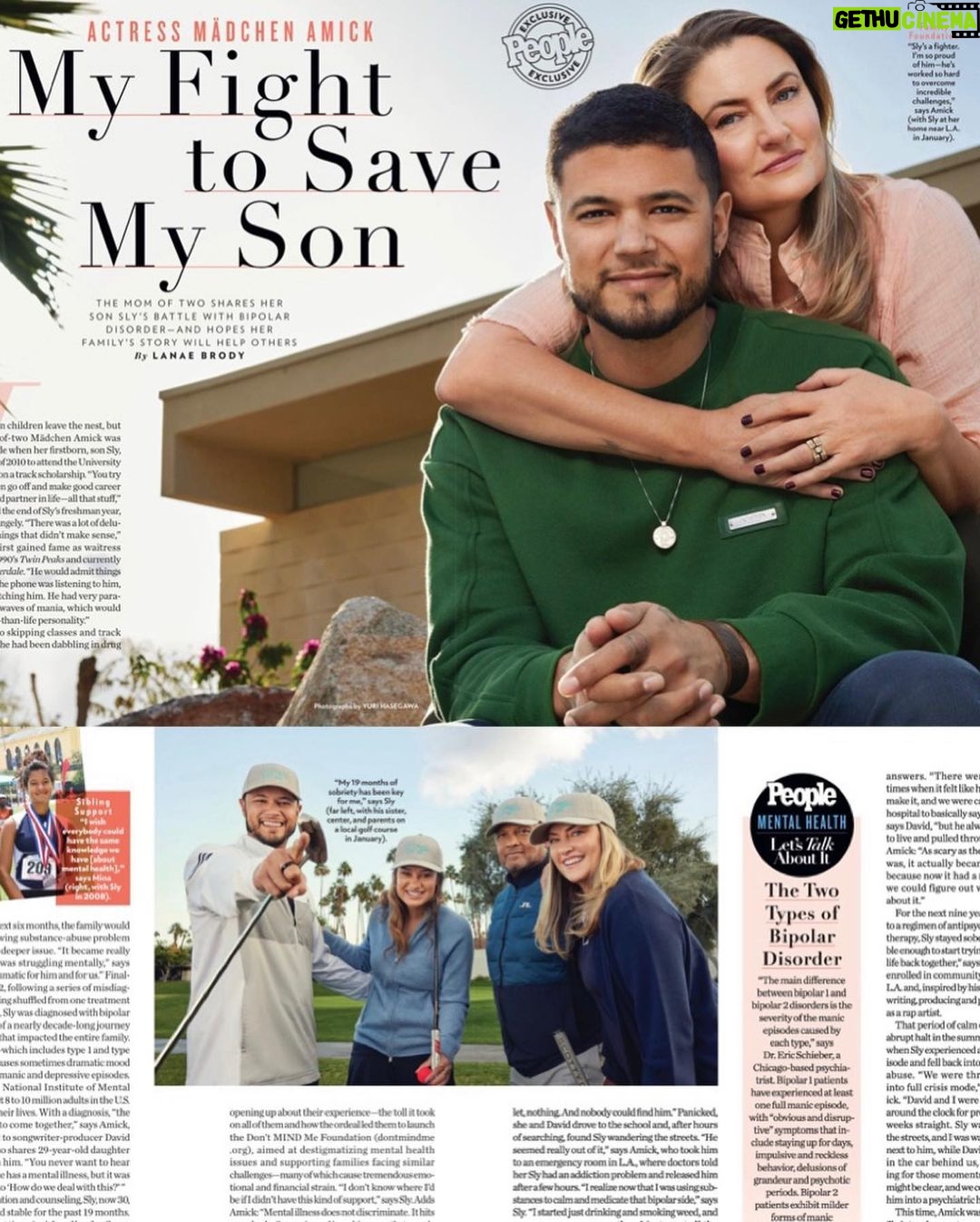 Mädchen Amick Instagram - A huge thank you to @lanaebrody and her team at @people for going above and beyond to tell our story with compassion and the collective intention to help others 🙏🏼 I can’t tell you how proud I am of our son @slyalexis_ who has truly turned his diagnosis into his superpower 💪🏼 His dedication to reach back and help others find their own unique path to recovery is awe inspiring. He has always shared that “being of service” gives his life purpose. We can all learn so much from his journey, and when we are brave enough to share ours, true healing begins. I waited until the print version of this story came out to post, because I take the responsibility seriously when sharing our journey (which parts can be shocking) to tell it in its entirety. Unfortunately when these kinds of stories are truncated (which had to be done for the online version), they can easily become “clickbait” material. My family and I (along with our team @dontmindme) are dedicated to erase the stigma surrounding mental health, not feed into it. @lanaebrody (working closely with @alainabendi) spent hours interviewing us and weeks putting this 4 page exclusive together. When roadblocks popped up, she persevered to make sure the intention of the story was honored 💚 Please find the magazine in stores NOW!!! (Feb. 6th 2023 edition) …and follow our work at dontmindme.org #youarenotalone • Writer: @lanaebrody • Photo editor: @jessicabryan99 • Photographer: @yurihasegawaphoto • Make-up: @robscheppy • Hair: @morganmarinoffmua • DMM Publicist: @alainabendi • Diagnosis facts provided by: Dr. Eric C. Schieber, MD