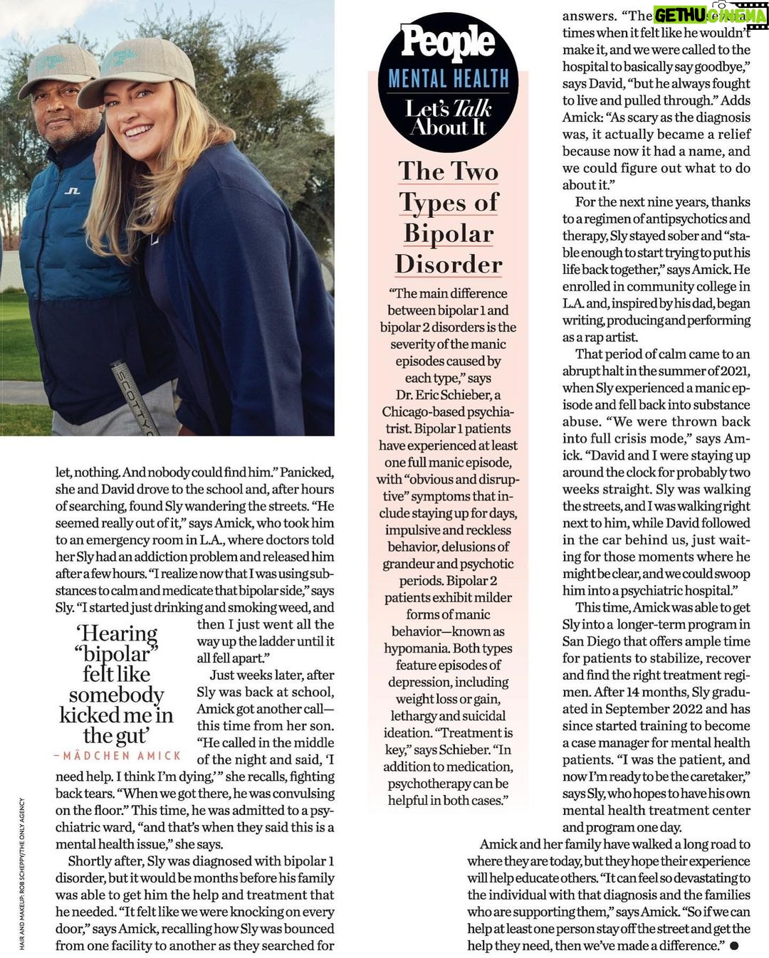 Mädchen Amick Instagram - A huge thank you to @lanaebrody and her team at @people for going above and beyond to tell our story with compassion and the collective intention to help others 🙏🏼 I can’t tell you how proud I am of our son @slyalexis_ who has truly turned his diagnosis into his superpower 💪🏼 His dedication to reach back and help others find their own unique path to recovery is awe inspiring. He has always shared that “being of service” gives his life purpose. We can all learn so much from his journey, and when we are brave enough to share ours, true healing begins. I waited until the print version of this story came out to post, because I take the responsibility seriously when sharing our journey (which parts can be shocking) to tell it in its entirety. Unfortunately when these kinds of stories are truncated (which had to be done for the online version), they can easily become “clickbait” material. My family and I (along with our team @dontmindme) are dedicated to erase the stigma surrounding mental health, not feed into it. @lanaebrody (working closely with @alainabendi) spent hours interviewing us and weeks putting this 4 page exclusive together. When roadblocks popped up, she persevered to make sure the intention of the story was honored 💚 Please find the magazine in stores NOW!!! (Feb. 6th 2023 edition) …and follow our work at dontmindme.org #youarenotalone • Writer: @lanaebrody • Photo editor: @jessicabryan99 • Photographer: @yurihasegawaphoto • Make-up: @robscheppy • Hair: @morganmarinoffmua • DMM Publicist: @alainabendi • Diagnosis facts provided by: Dr. Eric C. Schieber, MD