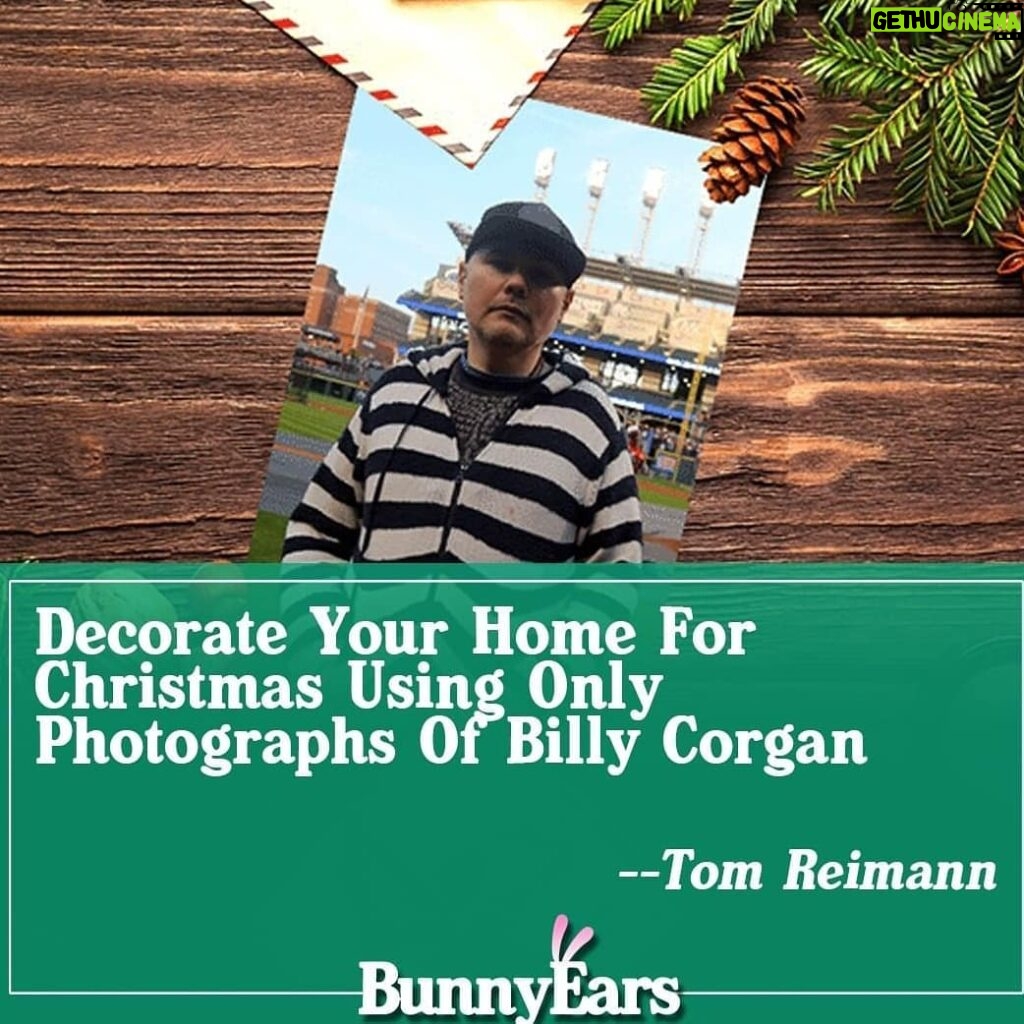 Macaulay Culkin Instagram - From @bunnyearspodcast comes this brilliant way to spruce up your house for the holidays by decorating with pictures @smashingpumpkins lead singer #billycorgan Check the link in my bio to see some of our suggestions. (My favorite is the fireplace cover)