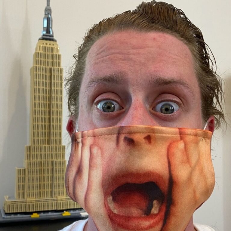 Macaulay Culkin Instagram - Just staying Covid-safe by wearing the flayed skin of my younger self. Don't forget to wear your masks, kids.