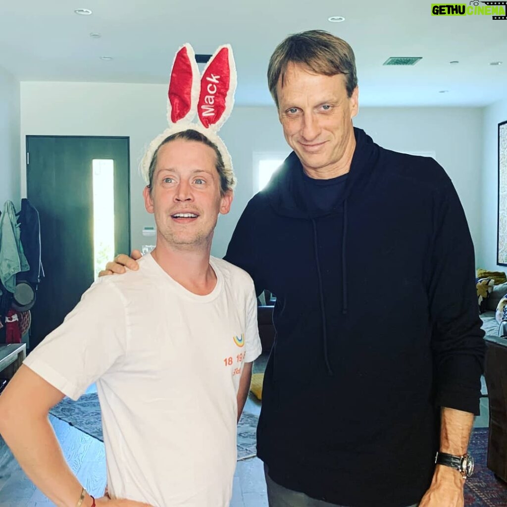 Macaulay Culkin Instagram - I've got @tonyhawk on the @bunnyearspodcast today! This was such a fun interview. Special thanks to Mr. Hawk for coming to town specifically for this episode. You can hear it on all the podcasting apps, or check the link in my bio.