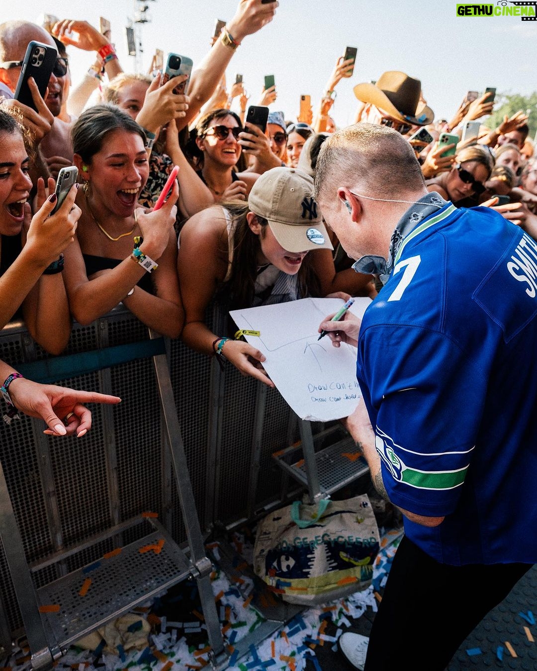 Macklemore Instagram - The face you make after you do 5 shows in 5 days, finish your last verse and know that you gave 100% of everything you had in you. Broken body and all. This is my love. The place where I attempt to channel something much bigger than my doing. Before every show, as the intro music starts I say the same prayers. First it’s the serenity prayer. Then it’s a prayer to help me to get out of my own way/head and be a conduit for whatever comes through me. Be present. Become a vessel. Find gratitude for whatever happens. And give the people a show they’ll never forget. Pukkelpop in Belgium gave me a crowd I’ll never forget. Thank you to everyone that made it one of them ones 💘