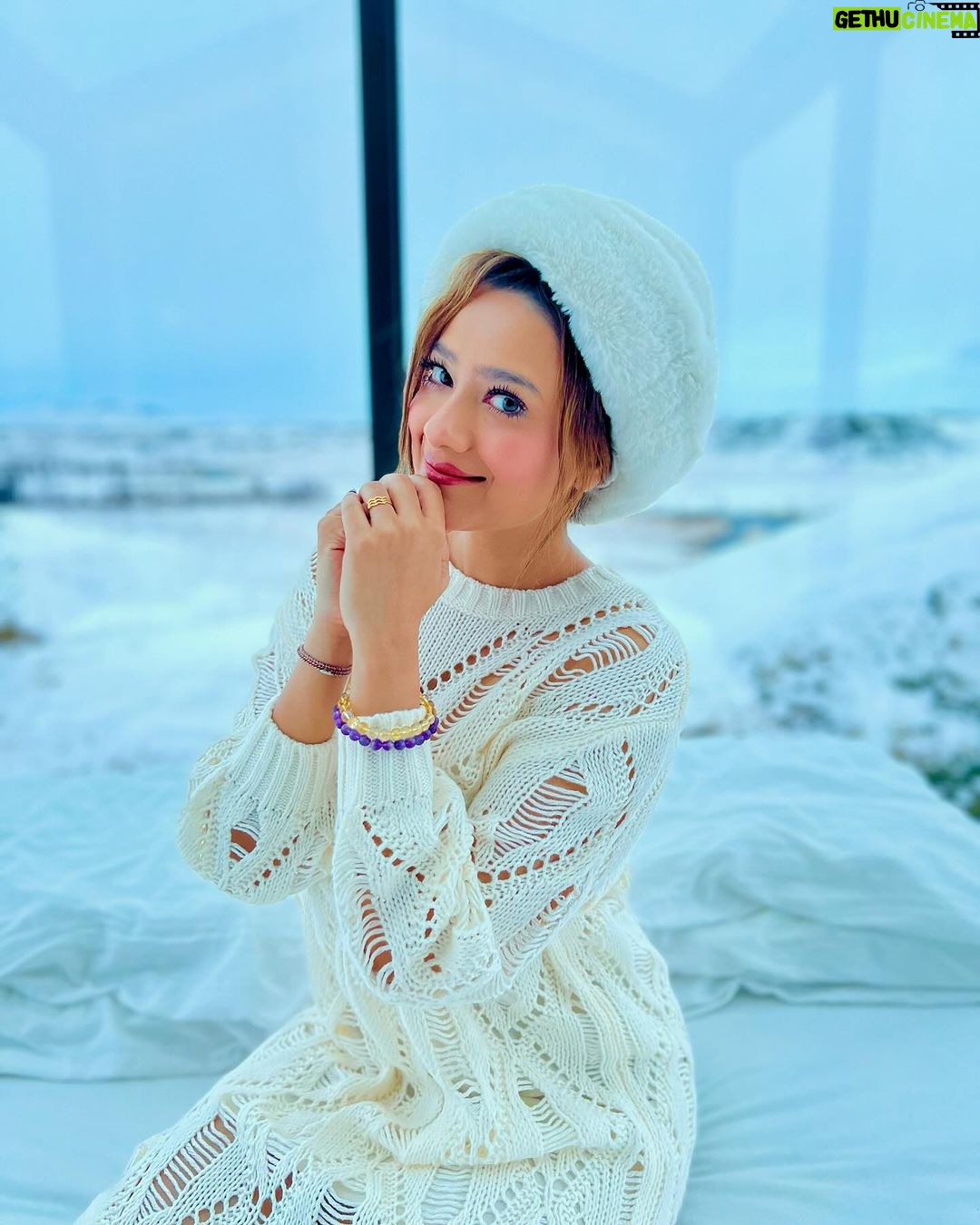Madalsa Sharma Instagram - We go together like winter and a sweater🤍❄️🧤🧣 . . . . #iceland #thoughtoftheday #madalsasharma #kavya #glasscabin #snow #picoftheday #postoftheday #instadaily #instapic #instagood #instamood #mood #love #actorslife Hella, Iceland