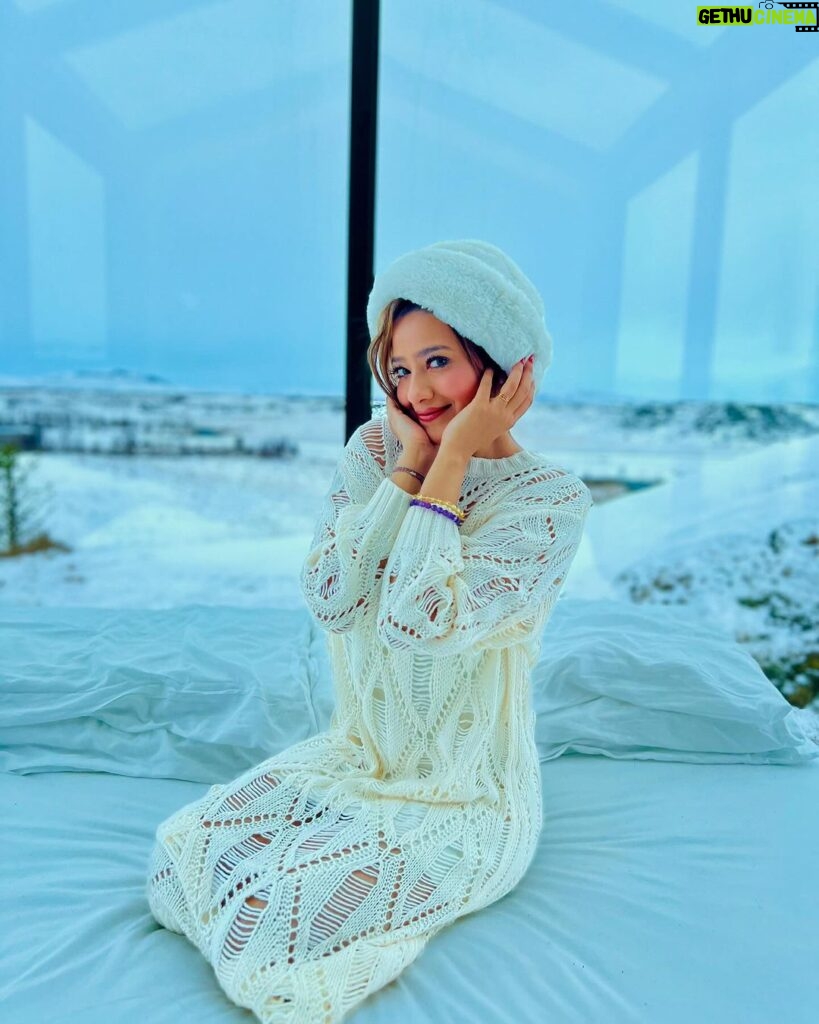 Madalsa Sharma Instagram - We go together like winter and a sweater🤍❄️🧤🧣 . . . . #iceland #thoughtoftheday #madalsasharma #kavya #glasscabin #snow #picoftheday #postoftheday #instadaily #instapic #instagood #instamood #mood #love #actorslife Hella, Iceland