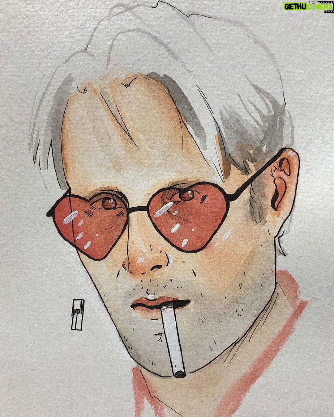 Mads Mikkelsen Instagram - ✒️ #FanArtFriday: Watercolour and pen sketch by @joycetmart. ♥️♥️😎 - #MadsFriday #TeamMads #TheOfficialMads