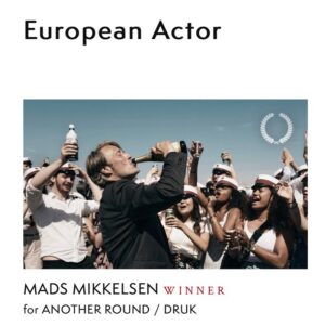Mads Mikkelsen Instagram - Mads & ‘Another Round’ wins 🏆🏆🏆🏆 @eurofilmawards 

in the categories
European Screenwriter 2020
European Actor 2020
European Director 2020
European Film 2020