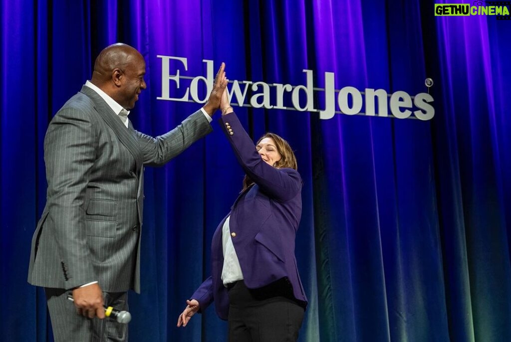 Magic Johnson Instagram - I just had one of my best speaking engagements ever with Edward Jones centered around the importance of DEI in St. Louis! The auditorium was packed with 600 people, and another 8,000 live-streamed to watch 👏🏾 I enjoyed weighing in on the significance of prioritizing DEI work and how it can positively impact society. Along with creating a level playing field and promoting equitable opportunities, it also has the potential to boost the ROI in corporate America. Thank you to Managing Partner Penny Pennington, Chief Transformation Officer Kristin Johnson, Head of DEI Jennifer Kingston, and Principal/General Partner Vanessa Okuraiwe for their unbelievable work in DEI at Edward Jones. What a strong way to begin Black History Month!