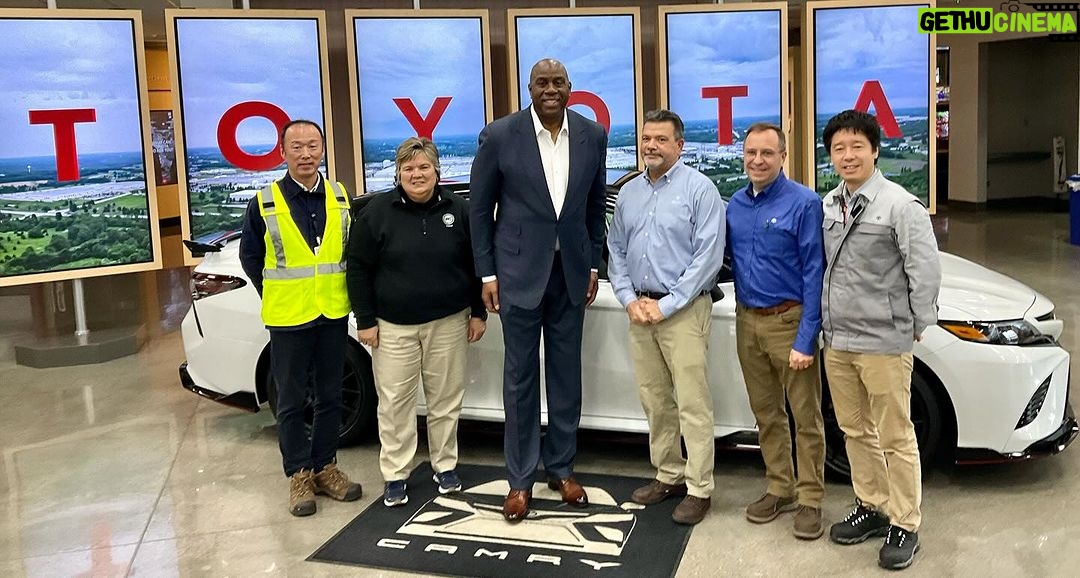 Magic Johnson Instagram - I had a dynamic experience today visiting Toyota’s largest U.S. Manufacturing plant in Georgetown, KY! I got to meet with the executive team, take pictures, and express my gratitude to over 200 SodexoMagic team members who work hard to feed the 9,000 Toyota employees on site. What a great opportunity it was to learn about Toyota’s electric cars and how they are revolutionizing the manufacturing industry by implementing sustainable practices to future-proof their plant. Thank you to Vice President of Manufacturing Projects Yuki Nobori, Vice President of Administration Sandy Nott, TMMK President Kerry Creech, Head of TMMK Powertrain Mark Klee, and Treasurer Yuji Saito for having me!