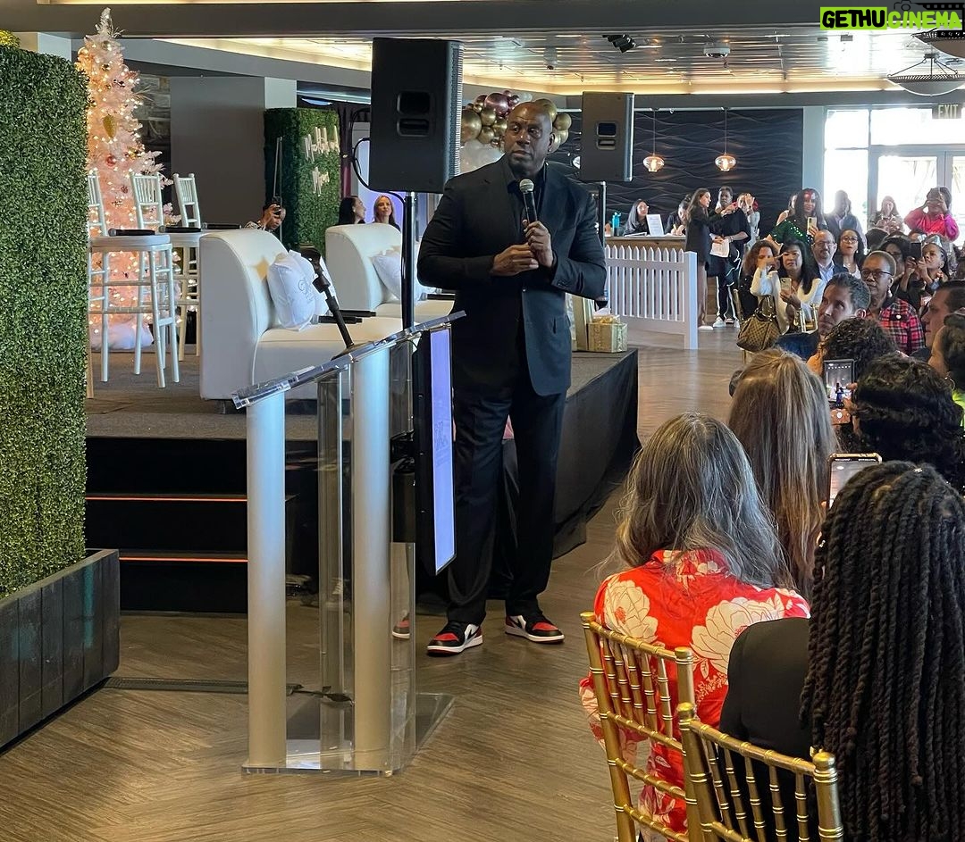 Magic Johnson Instagram - I’m so grateful to have spent the morning at the 10th Annual Women in Entertainment Luncheon with so many powerful, smart, and brilliant women making a difference in the world! Thank you to Tamala Lewis for hosting an incredible event and honoring me with the 2023 Inspiration Award 🙏🏾 I’m so glad I got to see Carson Mayor Lula Davis-Holmes and Congresswoman Maxine Waters, one of the most powerful women in the world and my great friend. We’ve been able to do great things together in the Black communities across the United States!